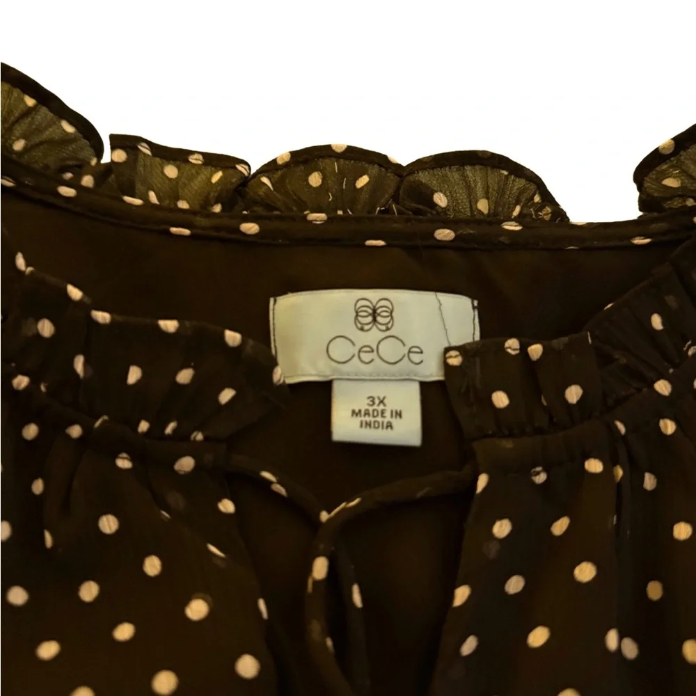 CeCe Black and White Polka Dot Blouse - Picture 2 of 2